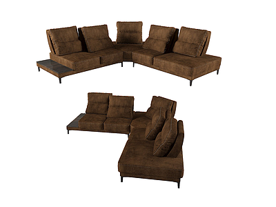 后现代L型多人沙发模型3d模型