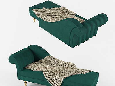 3d现代绿色躺式沙发模型