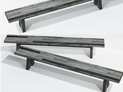 3d现代木长方凳模型