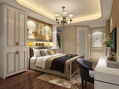 3d欧式风格的卧室模型