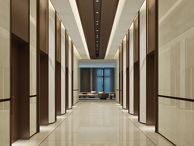 走廊电梯间模型3d模型