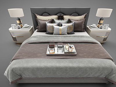3d欧式卧室床模型