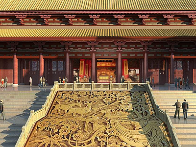 3d古建寺庙大殿模型