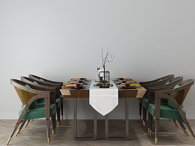 3d家具饰品组合餐桌模型