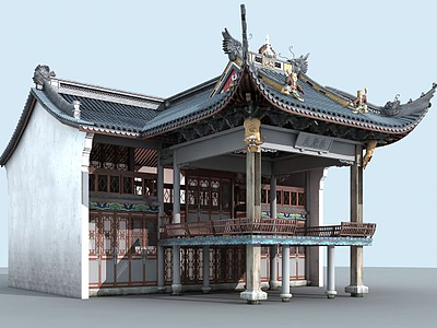 3d古建戏台建筑模型