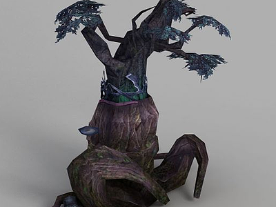 3d魔兽世界游戏场景树木装饰模型