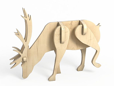 3d木质麋鹿模型