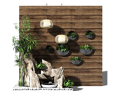 3d植物墙饰模型