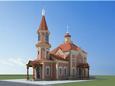 欧式教堂模型3d模型