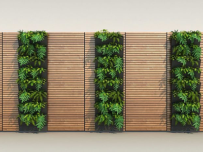 3d现代植物墙模型