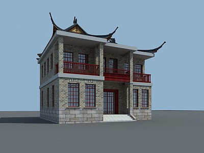 中式民国风建筑模型3d模型