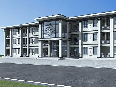 3d新中式宿舍楼模型