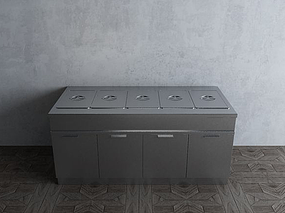3d餐厅厨房不锈钢厨具热菜柜模型