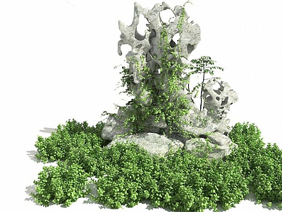 3d假山植物模型
