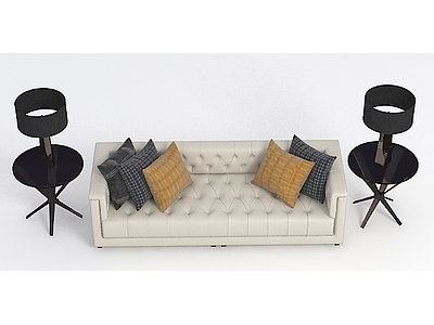 美式客厅沙发3d模型