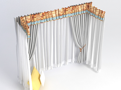 飘窗窗帘组合模型3d模型