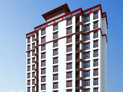 3d藏式高层住宅模型