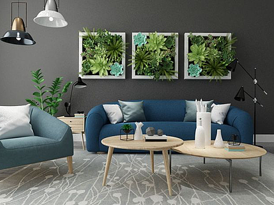 3d现代沙发茶几模型