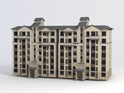 3d新中式多层住宅楼模型