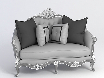 3d欧式灰色沙发免费模型