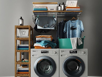 3d洗衣机置物衣架组合模型