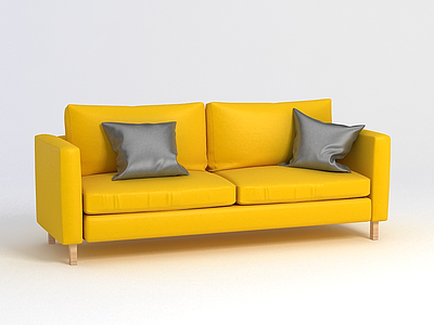 黄色双人沙发模型