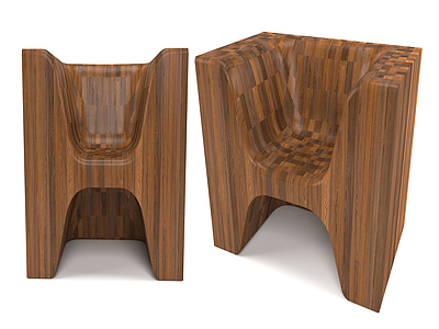 现代实木休闲椅3d模型