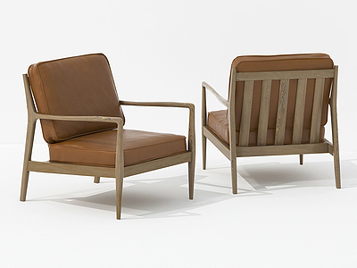 3d新中式休闲布艺木质组合椅模型