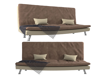 3d现代布艺无扶手沙发沙发床模型