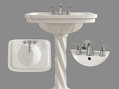 3d现代卫浴洗手盆模型