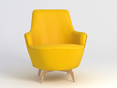 时尚黄色沙发椅模型