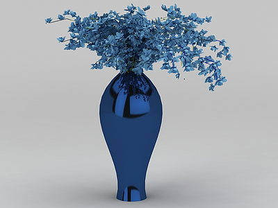 蓝色精美装饰花瓶模型