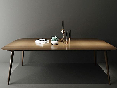 3d现代木餐桌模型