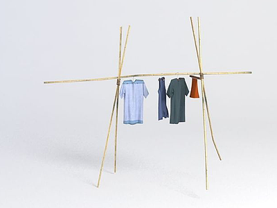 3d竹子衣架衣服模型