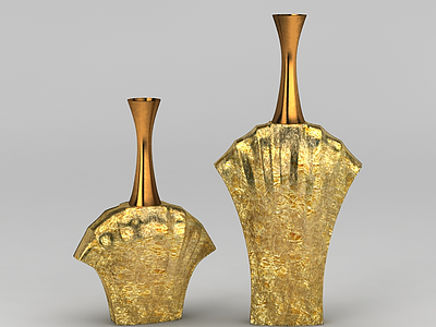 3d金色花瓶免费模型
