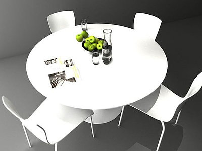 圆形白色餐桌模型3d模型