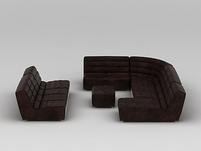 棕色拐角沙发模型