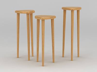 木质高脚凳模型3d模型
