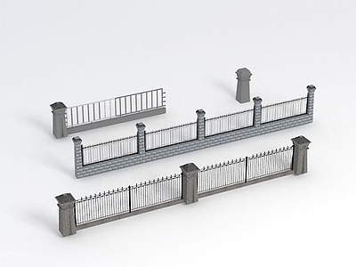 仿古铁艺栏杆模型3d模型
