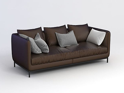 棕色长沙发模型3d模型