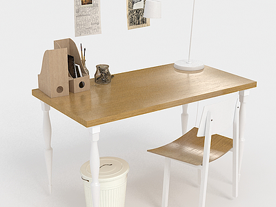 3d现代书桌椅组合免费模型