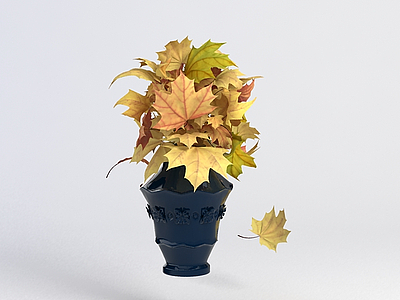 树叶装饰花瓶模型3d模型