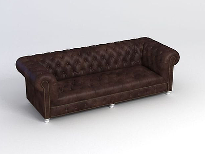 咖啡色皮沙发3d模型