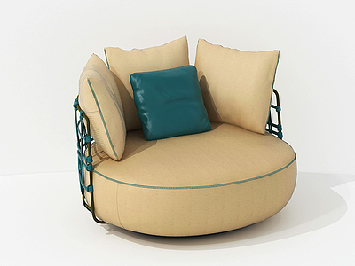 3d现代圆形单人休闲沙发模型