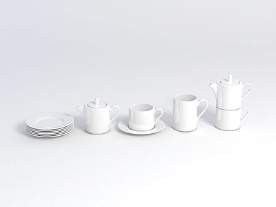 白色陶瓷茶具3d模型