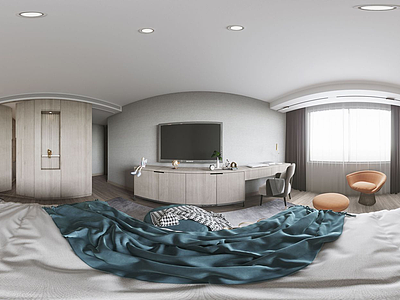 现代简约风格主全景卧室模型3d模型