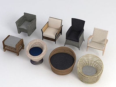 3d现代休闲椅组合模型