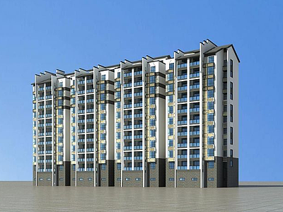 3d新中式住宅楼模型