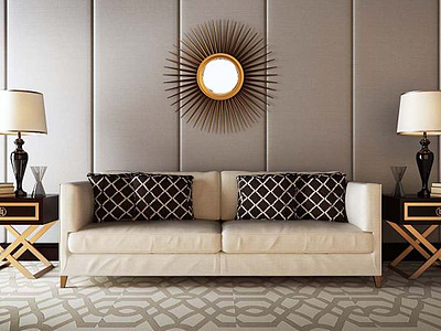 3d现代沙发饰品组合模型