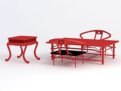 3d中式矮桌椅模型